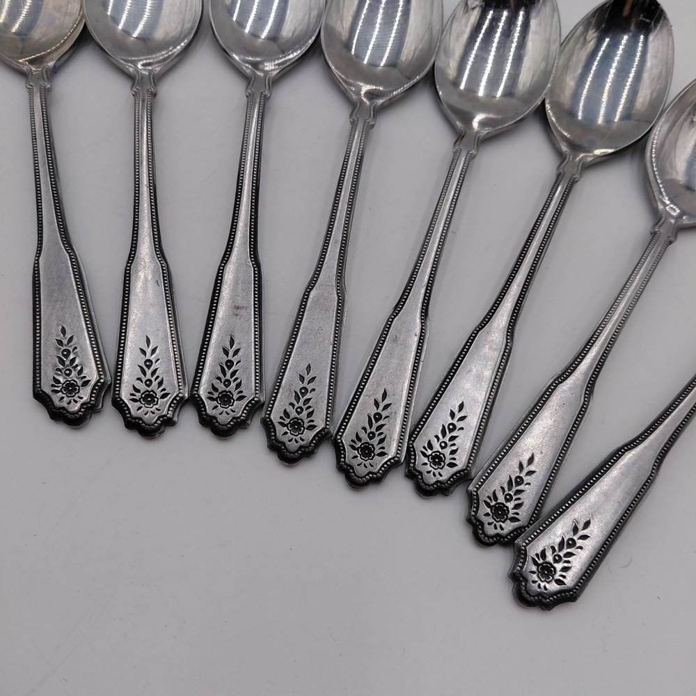 NORCREST BRENTWOOD by Rogers 8 Teaspoon Stainless Floral Korea